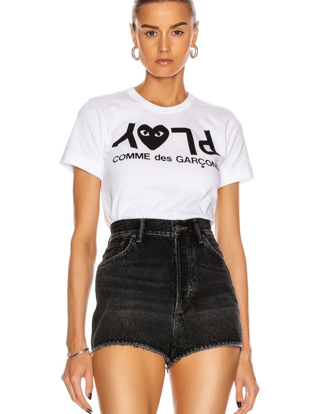 Comme des Garçons PLAY White and Black Heart Logo Tee Kids M Streetwear